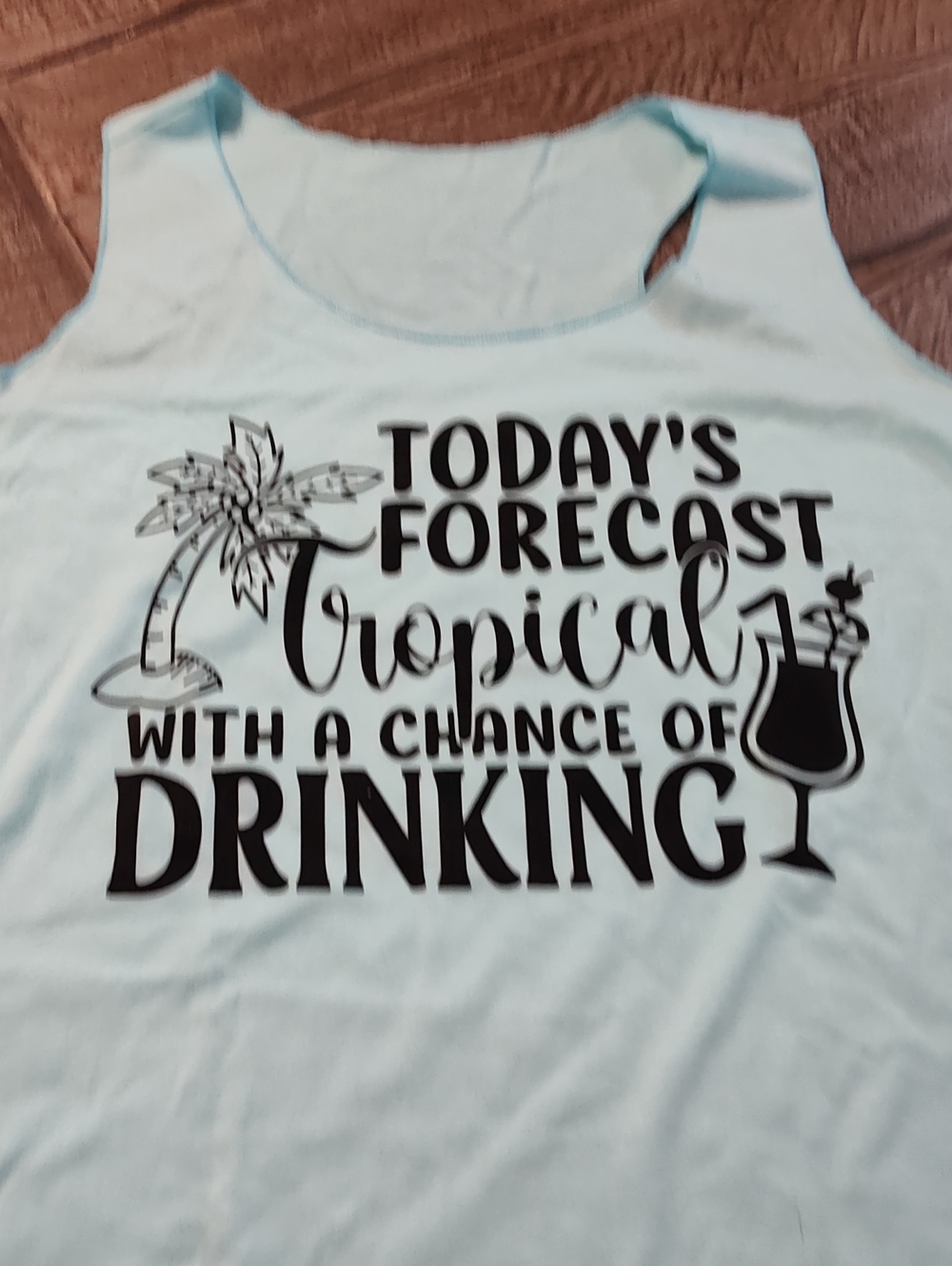 Light Blue Tropical Graphic Tank Top - Women's